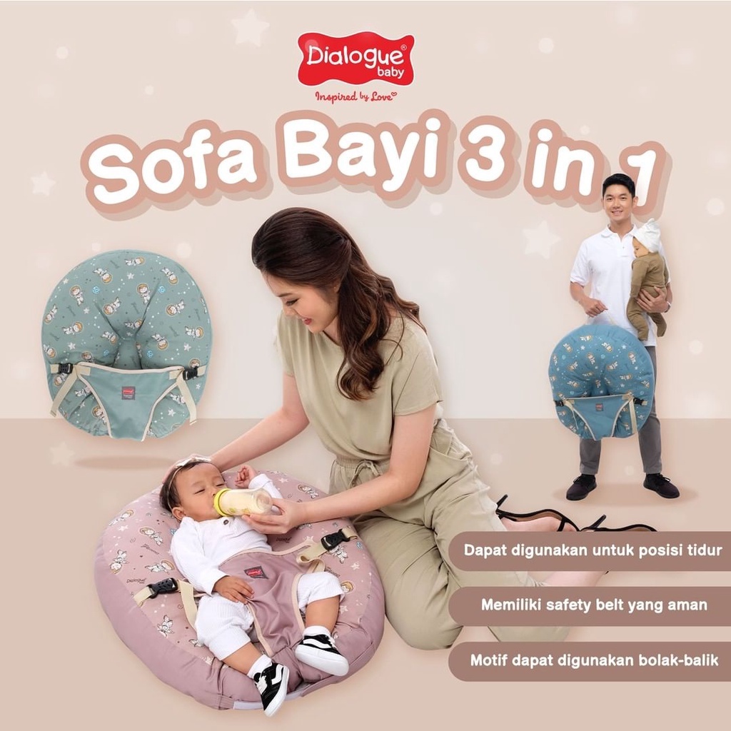 Dialogue Baby Sofa Bayi 3 in 1 Multifungsi Tempat Duduk Tidur Bayi Planet Dino Fun Astro Baby Boo Series