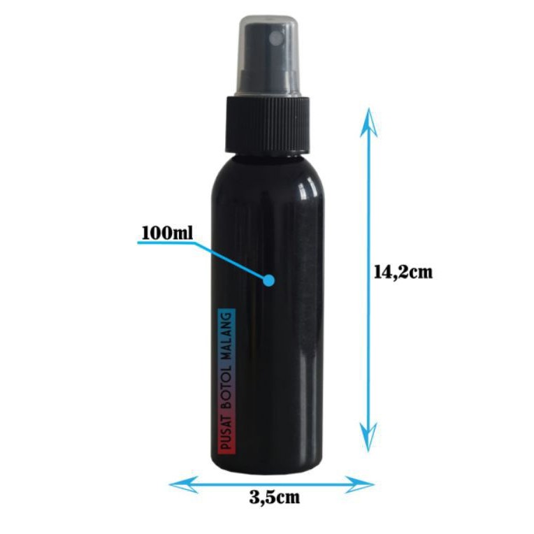 Botol plastik pet 100ml spray ( hitam hitam)