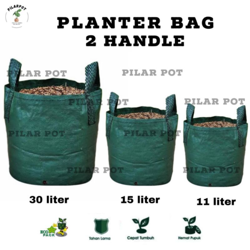 planter bag eco pack 11 liter 2 handle untuk pot tanaman - PLANTER BAG 11 LITER