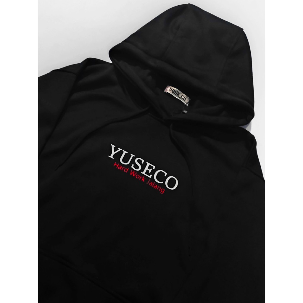 Jaket Hoodie YUSEKO HARD WORK –Black Edition Trendy Casual Unisex Good Brand Quality Stylish