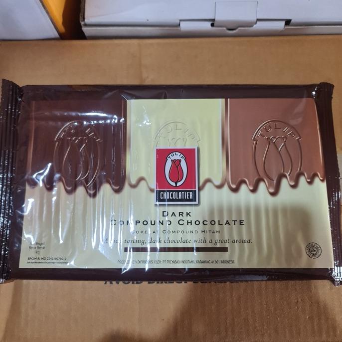 

Dark Chocolate Compound Tulip 1kg / Cokelat Batang Tulip dcc 1 KG
