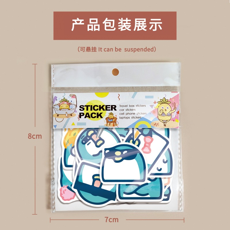 PP fan stiker lucu penguin biru ekspresi tas Jurnal bahan kartun cangkir minum phone case tangan Buk