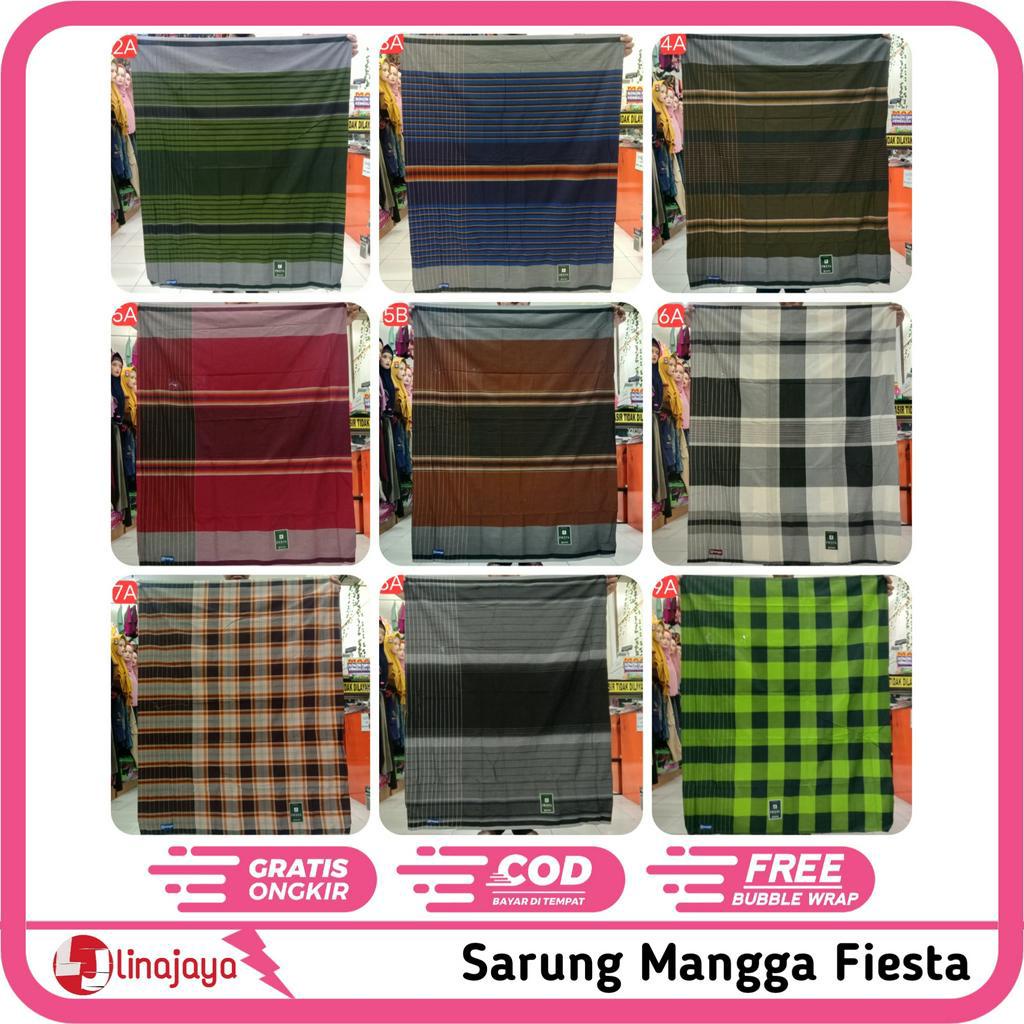 Sarung Mangga Fiesta Ukuran Jumbo Kotak-Kotak Sarung Tenun Kain Katun Corak Warna Cerah