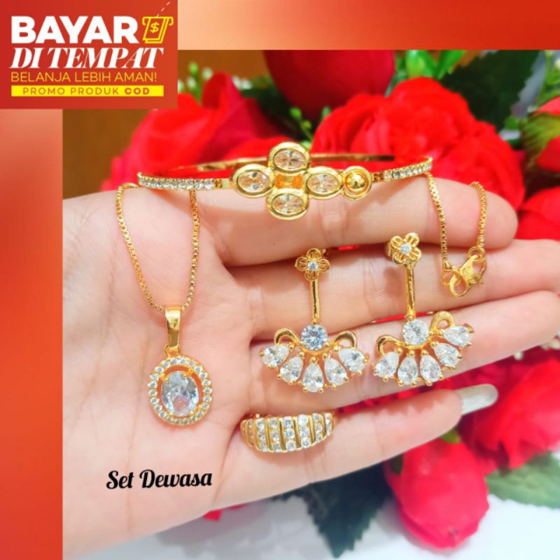 Set dewasa permata Zircon mewah,elegan *anti karat* termurah