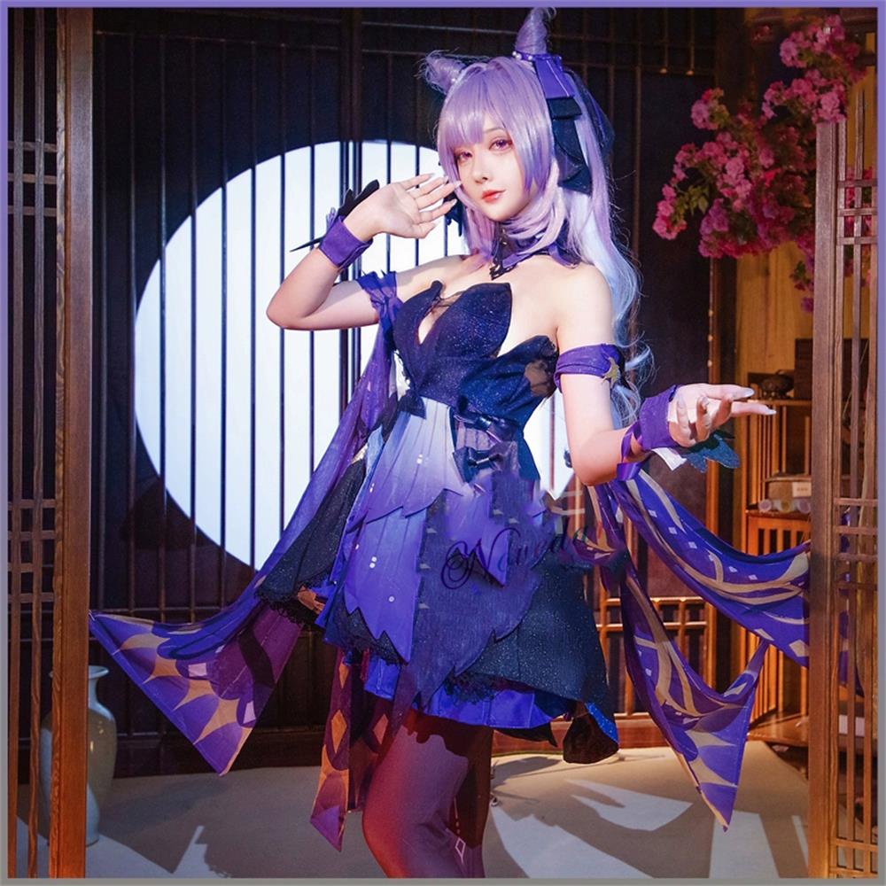 Game Genshin Impact Keqing Cosplay Costume Opulent Splendor KeQing New Skin Outfit Halloween Cosplay