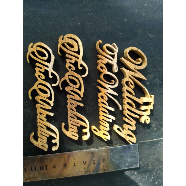 Letter The wedding bahan aksesoris mahar,cutting manual kayu jati asli finishing vernis