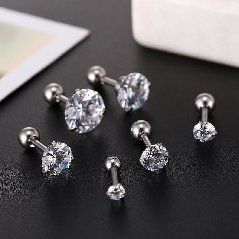 3 Prong Two Penggunaan Tulang Rawan Tragus Anting Stainless Steel Mode Kristal Anting Zirkon Mini 1 Pc Ear Stud