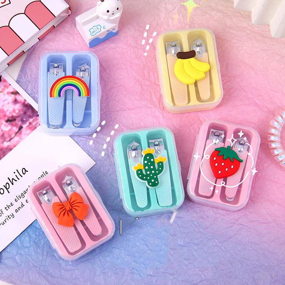 AUGUSTINA Gunting Kuku Kartun Agustina 2pcs /set Alat Pedicure Profesional Trimmer Beauty Manicure Tool Pemotong Kuku Plastik