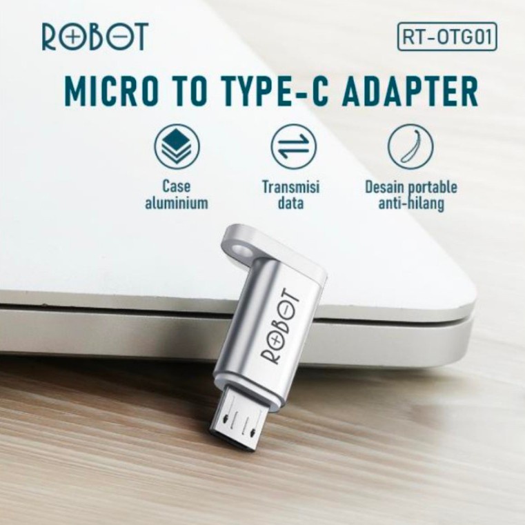 ADAPTER OTG ROBOT RT-OTG01 Type-C To Micro USB Small &amp; Portable Case Cable original