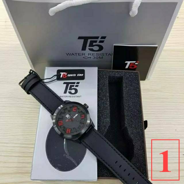 Jam Tangan Pria T5 H3567  T5 H 3567 leather date original bergaransi include box n paperbag