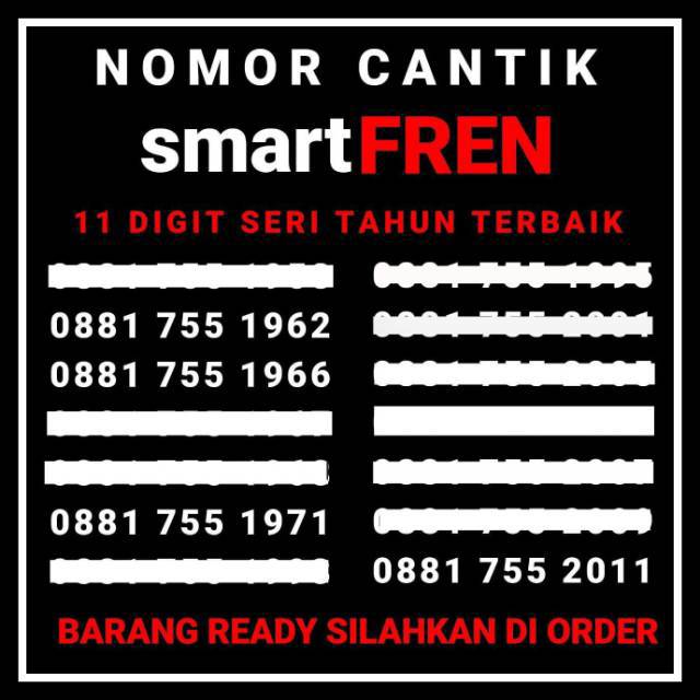 NOMOR CANTIK SMARTFREN 11 DIGIT SERI TAHUN  RAPIH