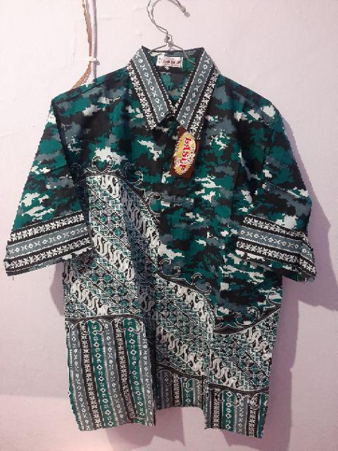 Bswart Batik Hrb026 Kenongo Hem Pendek Padi Pekalongan M L Xl  Batik Pria Murah Modern Grosir