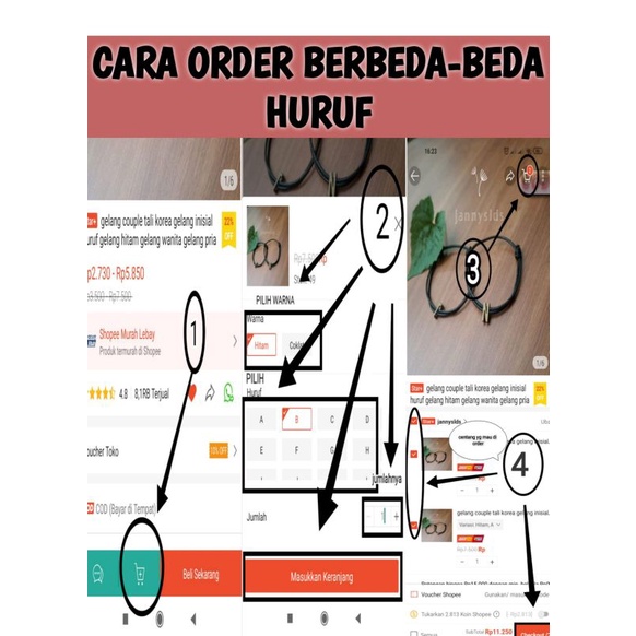 Gelang couple inisial nama tali hitam korea pasangan pria wanita bisa untuk persahabatan aksesoris cowok cewek-5