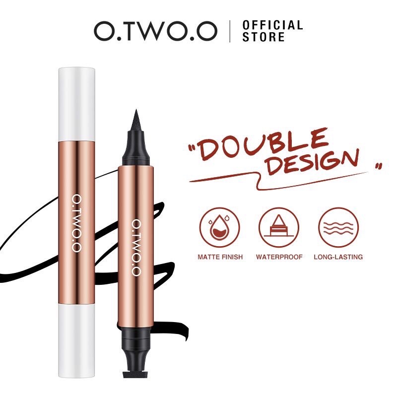 O.TWO.O 2 In 1 Liquid Eyeliner Stamp Waterproof Long-lasting Eye Liner Pencil Makeup