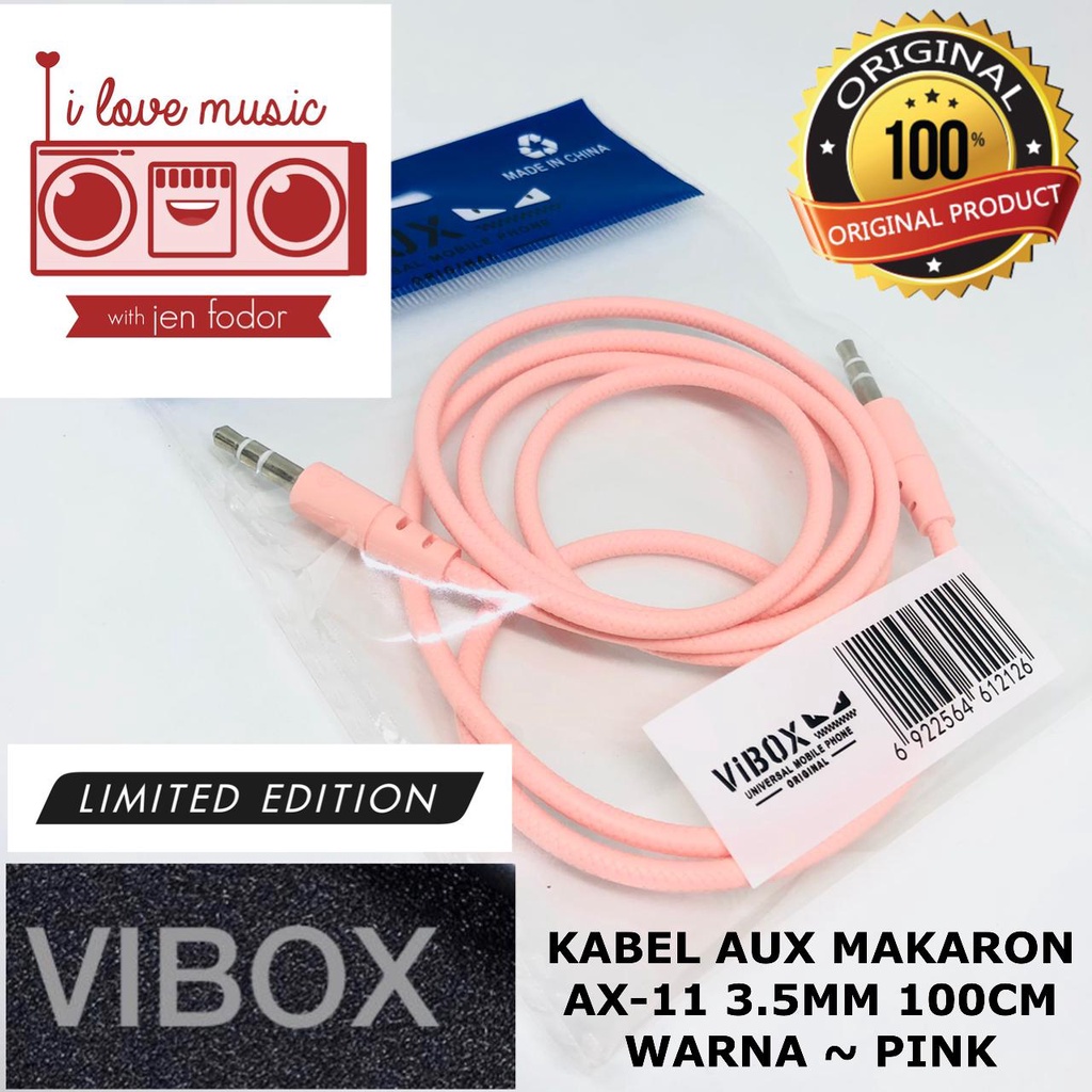 Kabel AUX AUDIO Jack 1in1 untuk Handphone / komputer ke speaker KABEL AUX MACARON VIBOX