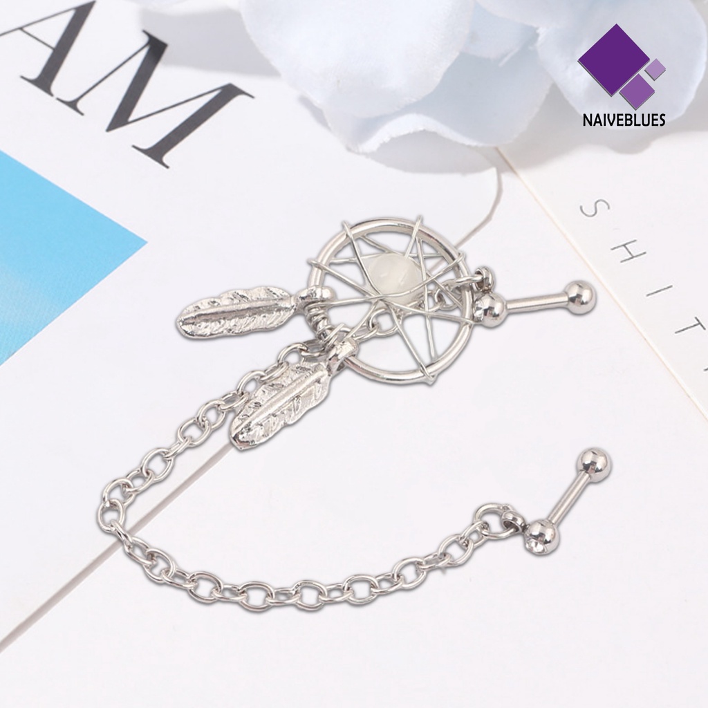 Anting Stud Tindik Tulang Rawan Telinga Desain Dream Catcher Bintang Helix Tragus