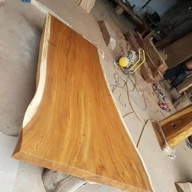 Top table meja trembesi solid