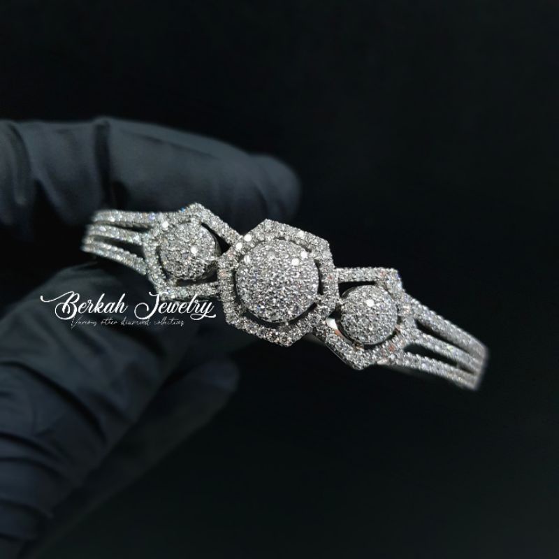 Gelang emas putih berlian eropa asli 2,08 carat natural diamond