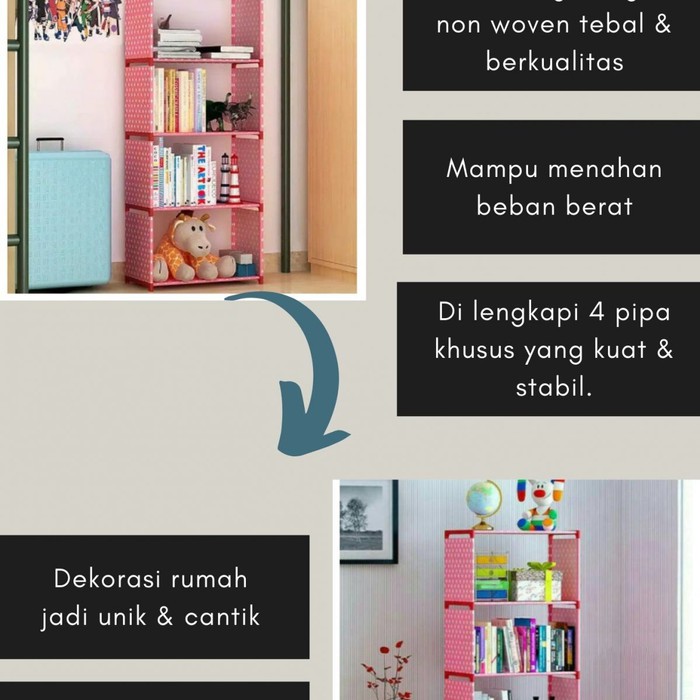 Almari portable 5 tingkat lemari portable lebih praktis terlihat rapi