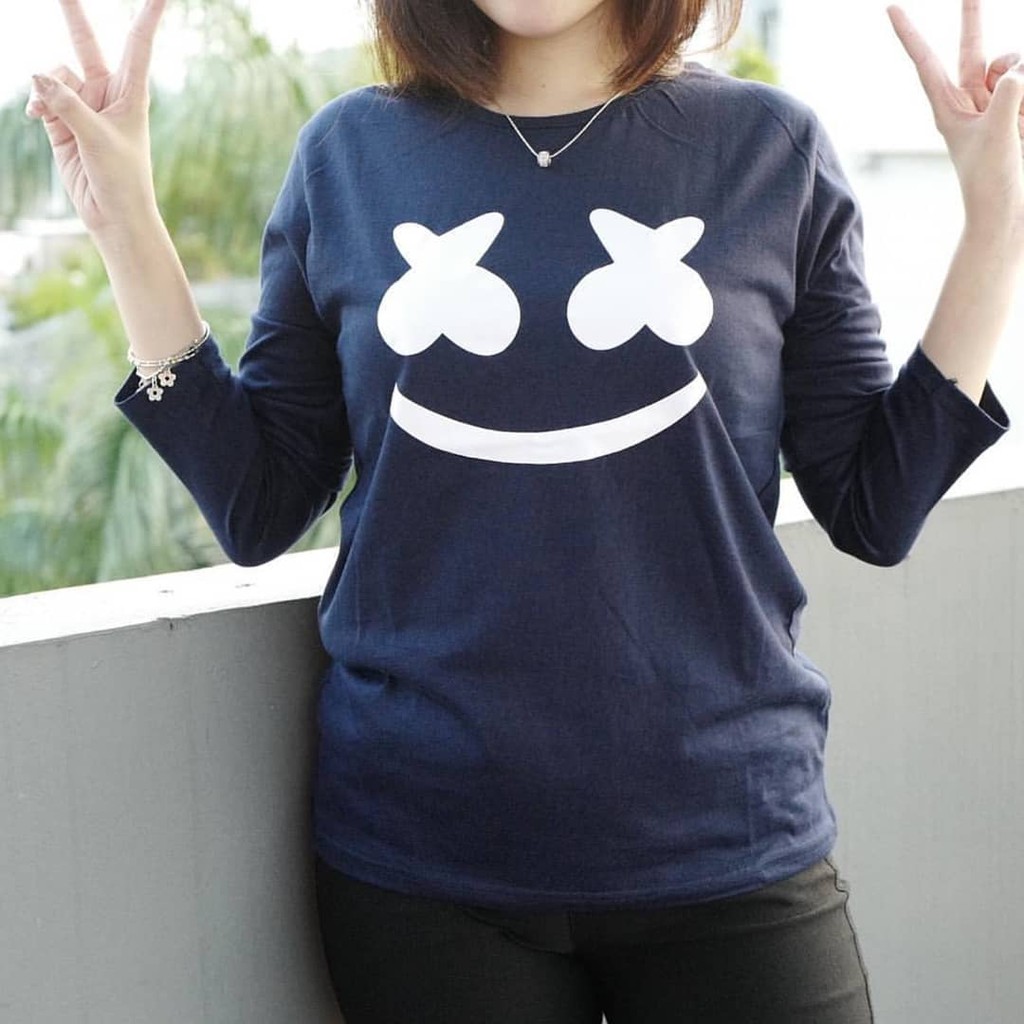 Kaos Lengan Panjang Marsmello (Biru Navy)