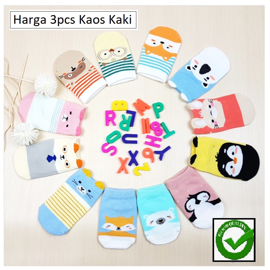 3pcs Kaos Kaki Bayi Import ANTI SLIP lucu, Bahan Nyaman CBKS LC