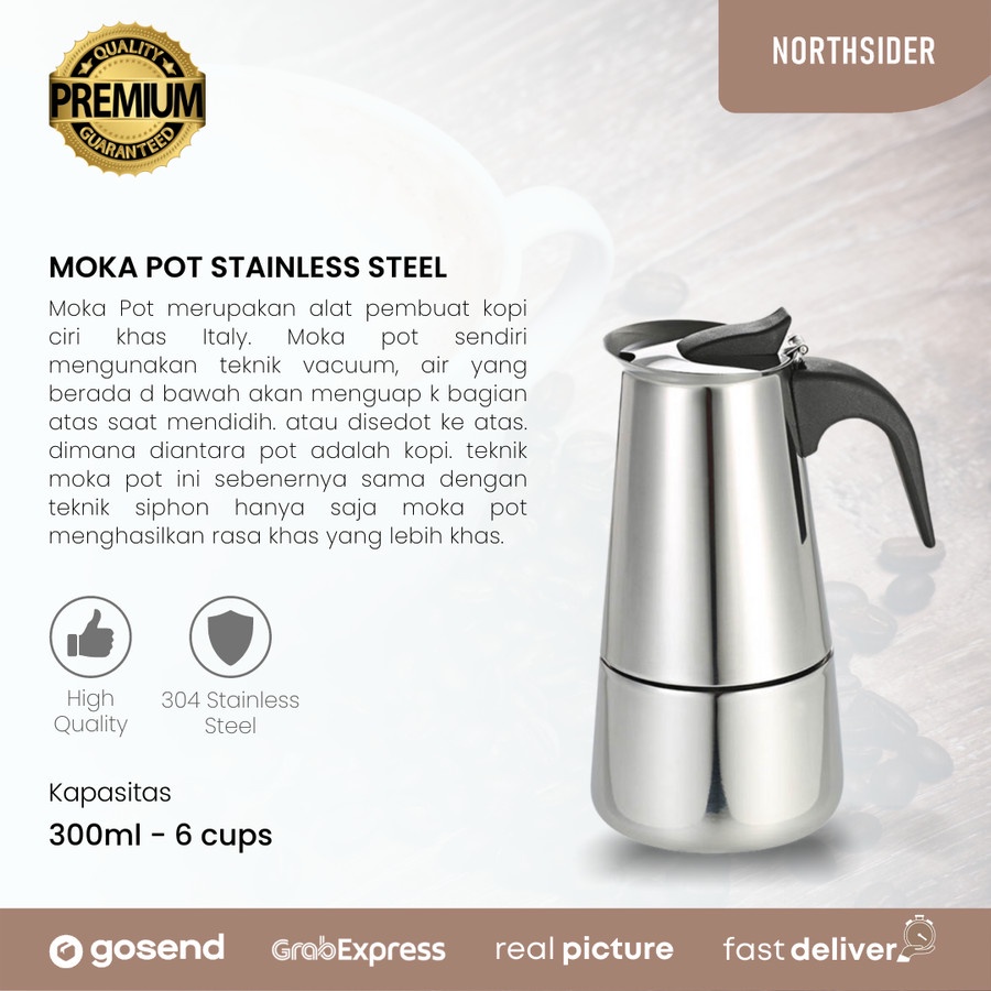 MOKA POT STAINLESS STEEL - COFFEE ESPRESSO MAKER MOKAPOT