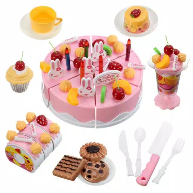 MAINAN DIY FRUIT CAKE MAINANPINK BESAR 75 PCS - MAINAN KUE ULANG TAHUN - A167