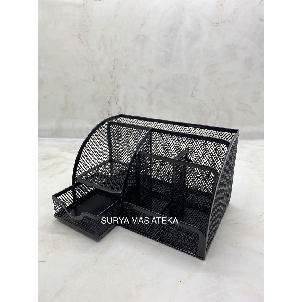 

Desk Set/ Tempat Pensil Sekat Jaring Hitam with Drawer [CS066]