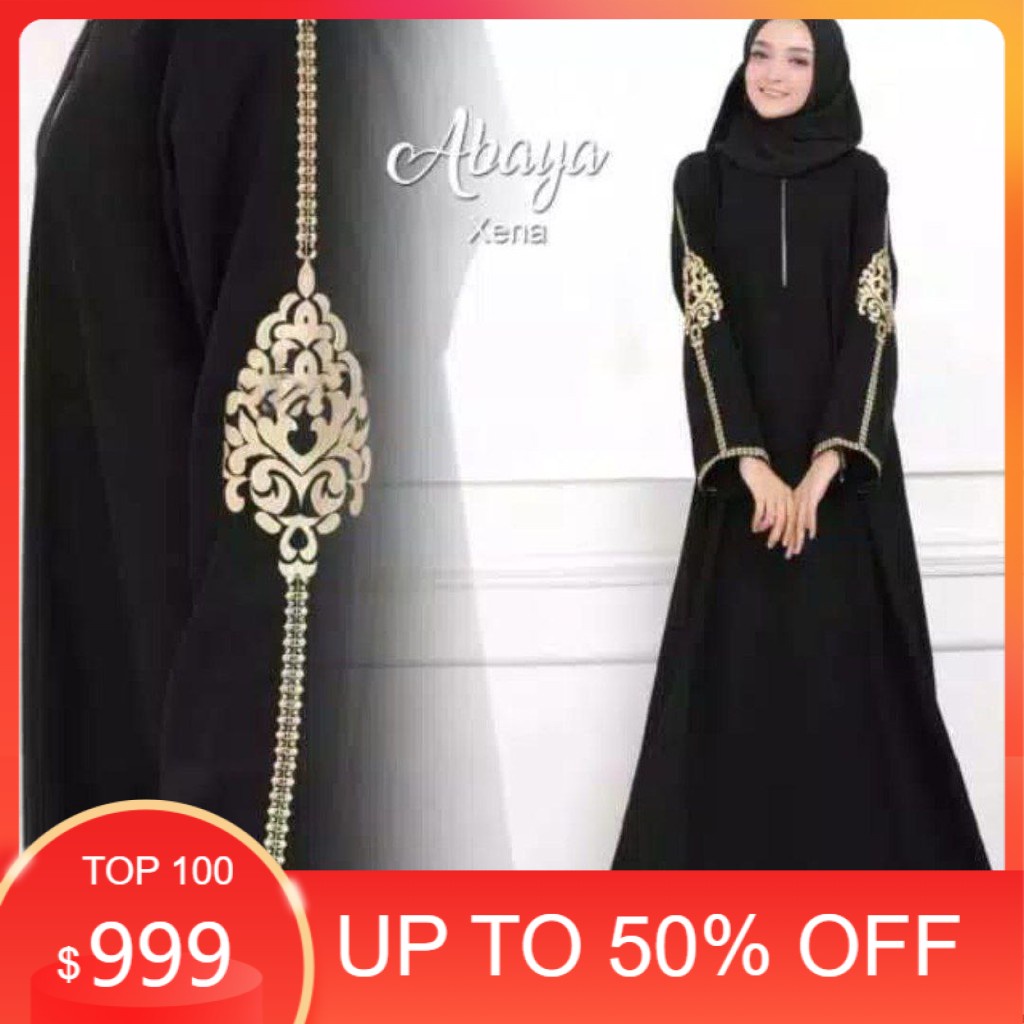 Abaya couple Arab Bordir Melati Turkey India Jetblack Hitam