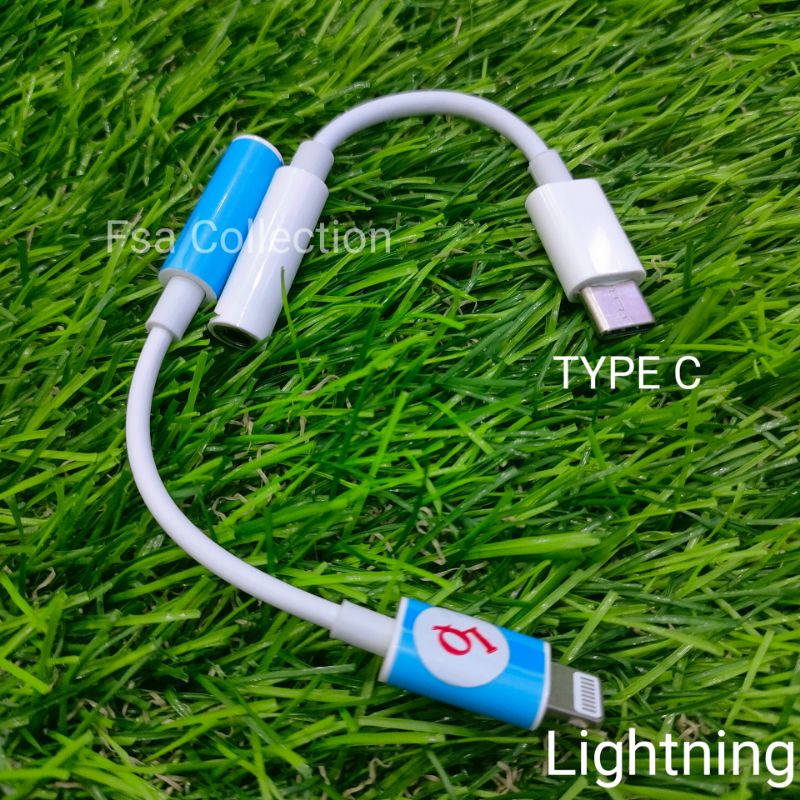 Converter Jack adapter /sambungan headset Compatible type C &amp; lightning