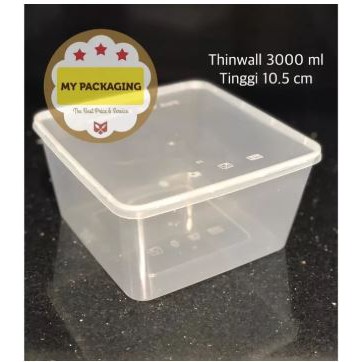 Kotak Makan Microwave / food box / wadah plastik / thinwall  3000 ml 3000ml