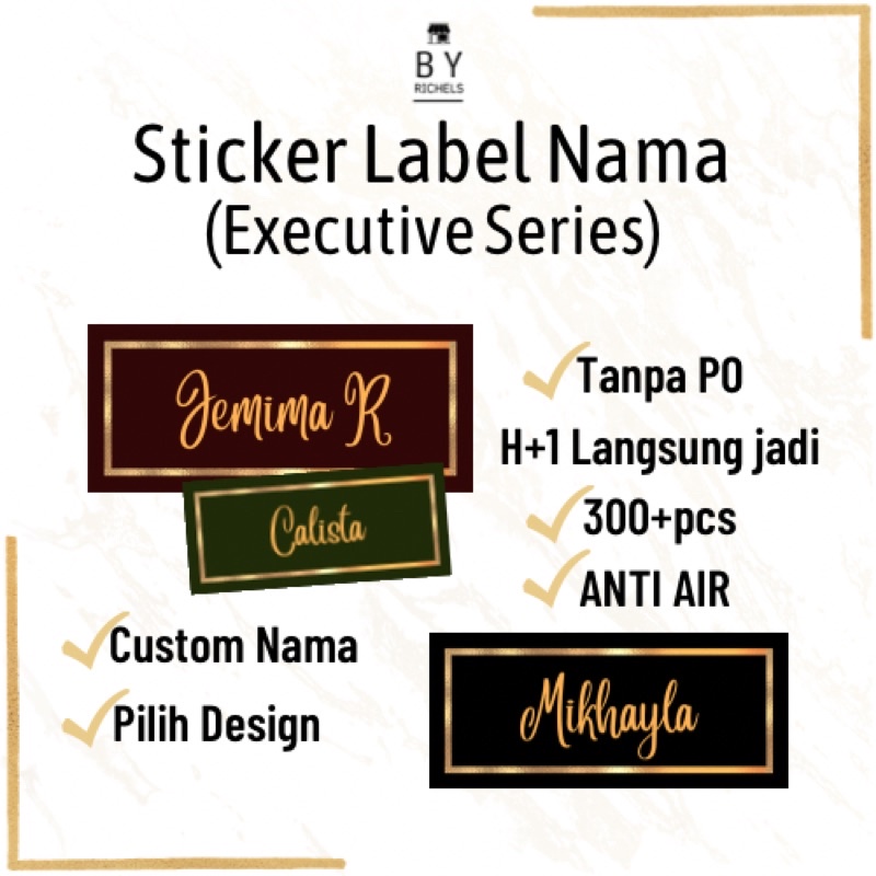 

Byrichels | Termurah!! Sticker Label Nama Seri Executive Tanpa PO Bisa Custom Nama Gratis Design