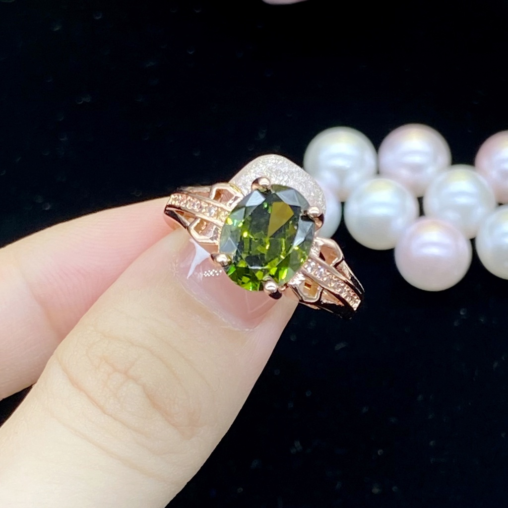 Olivine Cincin Wanita Bahan Sterling Silver 925 Hias Batu Champagnekristalberlian Untuk Pernikahanpertunangan