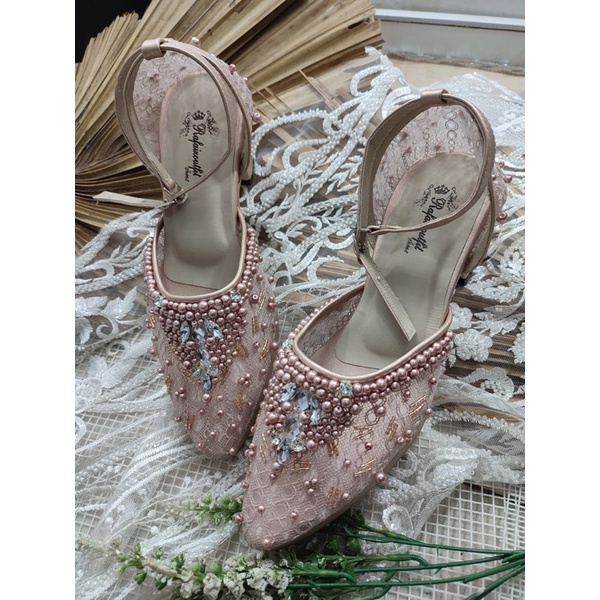 sepatu Rafaizoutfit sepatu wedding Angela tali rosegold tinggi 7cm tahu