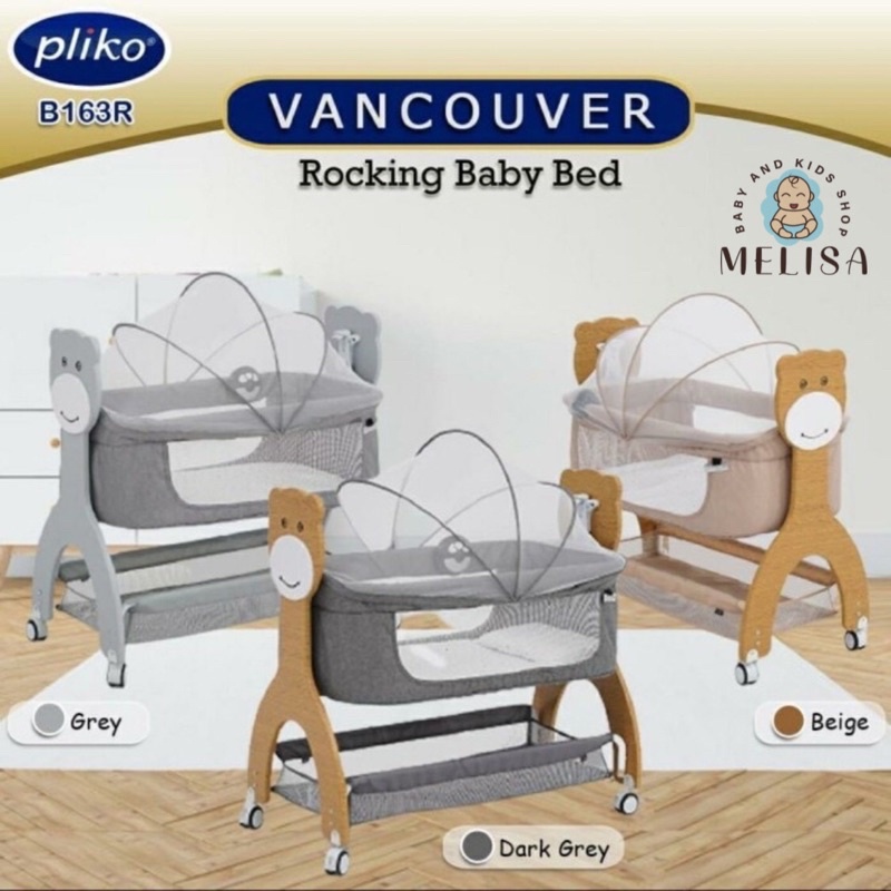 Tempat Tidur Bayi Bisa Goyang Pliko Vancouver B 163 R / Babydoes Jiraf Side Bide Buka Samping