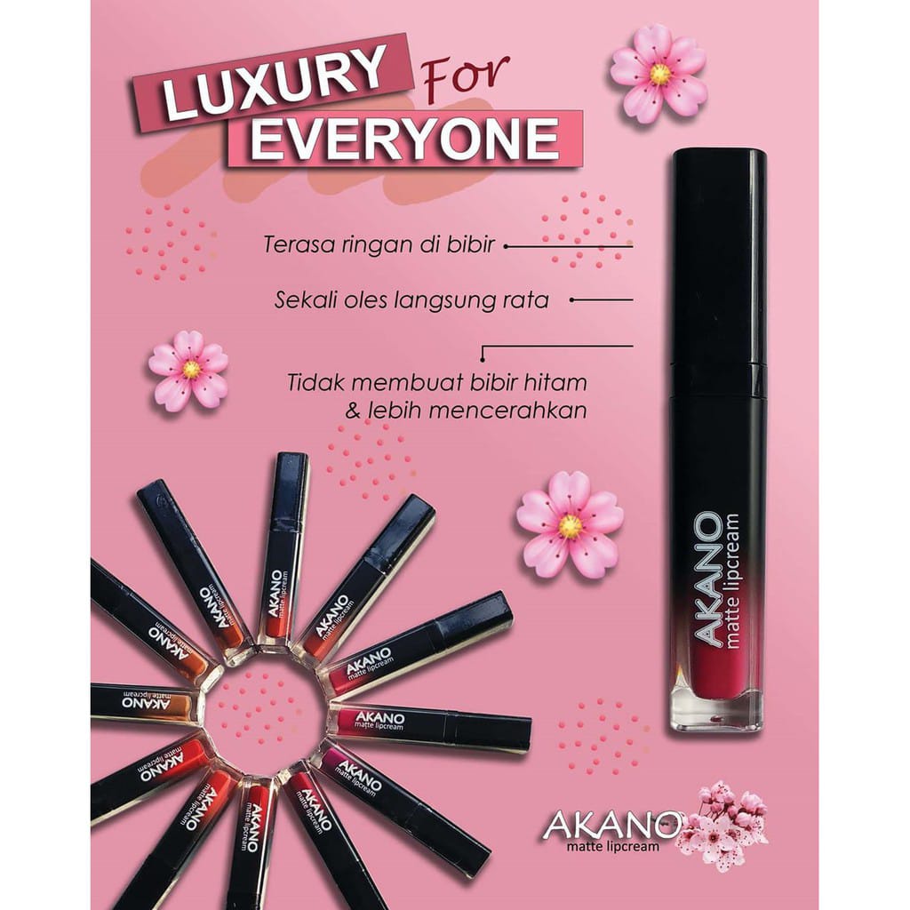 AKANO Matte Lipcream 4gr Original 100% Asli