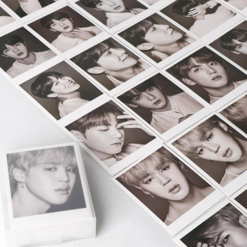 56pcs / set Kartu LOMO Foto KPOP Bangtan Boys BTS HD Dengan Tali Klip