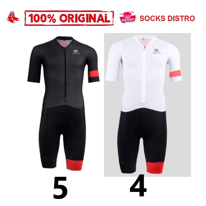 C04-05 SKINSUIT SWIFTOFO SEPEDA JERSEY DAN CELANA PADDING HITAM DAN PUTIH
