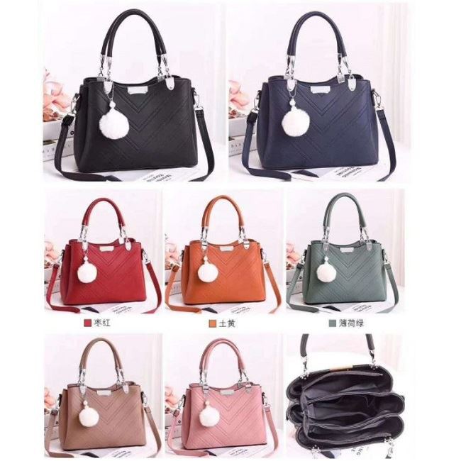 TASHAPPY LT1059 HANDBAG free pom pom + tali panjang tas wanita import model korea CR7491 JT1933 GT1862 BQ3358