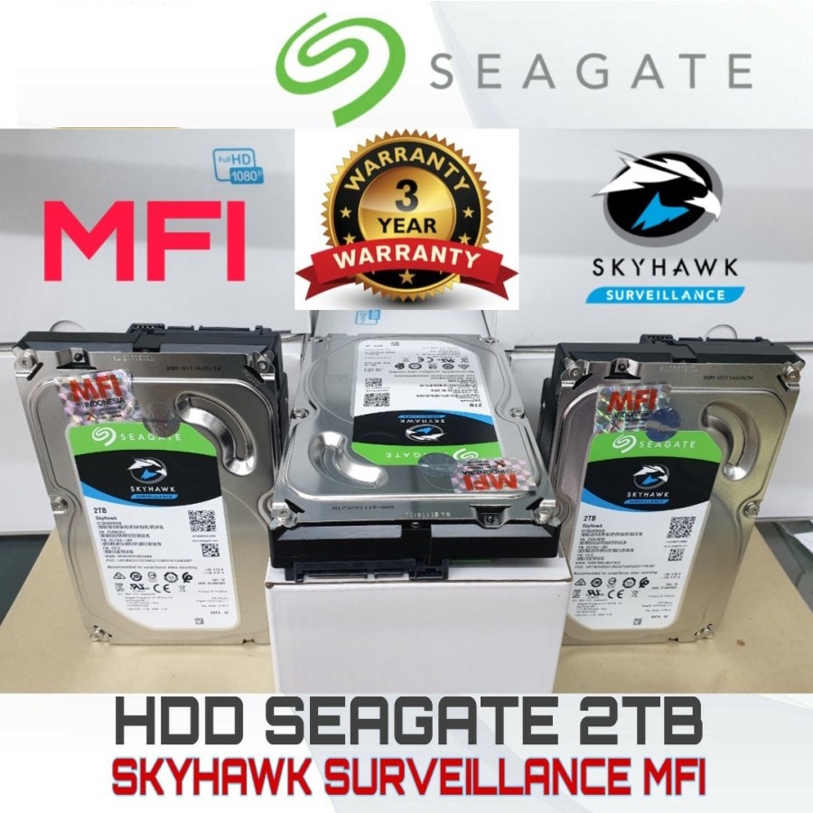 HARDDISK CCTV 2TB SEAGATE SKYHAWK GARANSI RESMI MFI 3TH