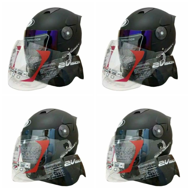 Helm Kyt 2 Vision Black Dop Paket Ganteng