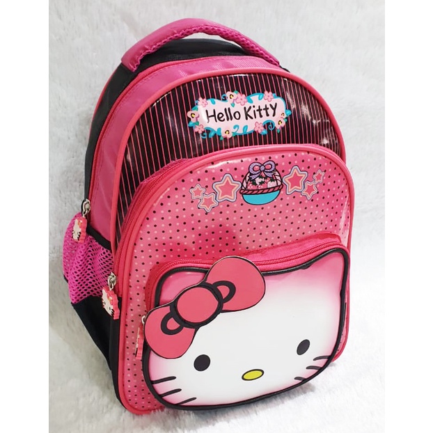 Tas Ransel Anak Sekolah PEREMPUAN CEWE TK / PAUD Gambar Kartun KUCING PITA FANTA COIN Bahan Kain Sponge Anti Air ( COIN 12&quot; )