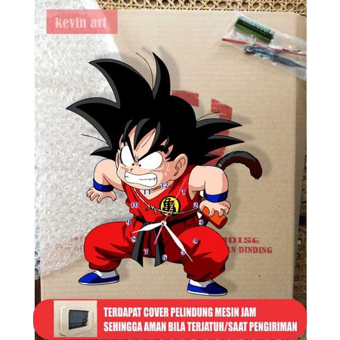 JAM DINDING KARAKTER DRAGON BALL GOKU BESAR UNIK HANDMADE UKIR KAYU DEKORASI HIASAN DINDING TERLARIS