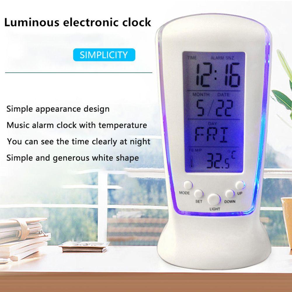 Solighter Jam Weker Meja Samping Tempat Tidur Backlight Suhu Kalender Angka Clock LED Digital