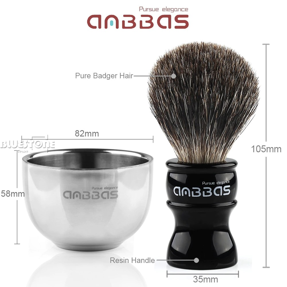 

Anbbas Barber Shaving Brush Badger Hair,Black Acrylic Stand, Bowl Set