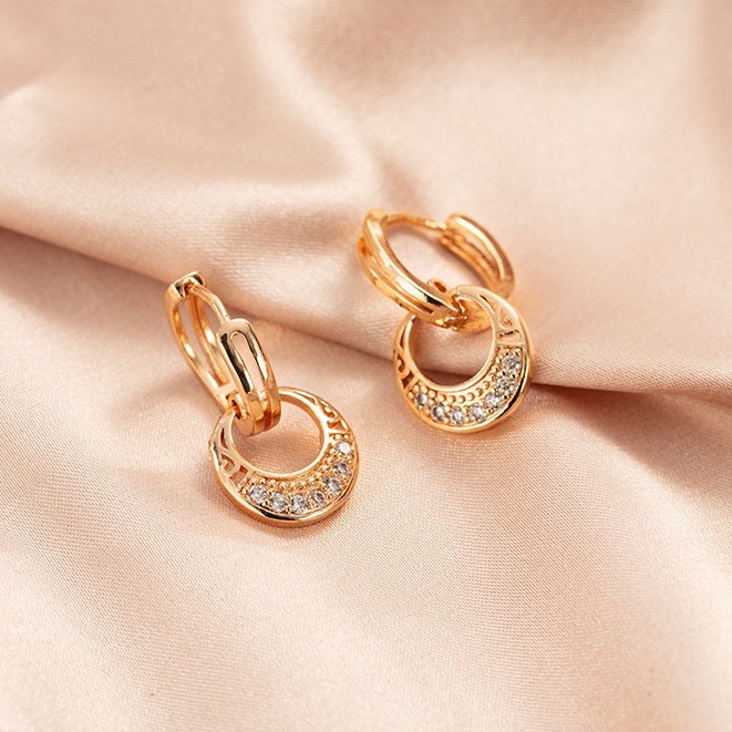 [AXIER PROMO]-Anting Drop Xuping Lapis Emas Zirkon Hias Untuk Remaja Perempuan Dan Wanita-A-354