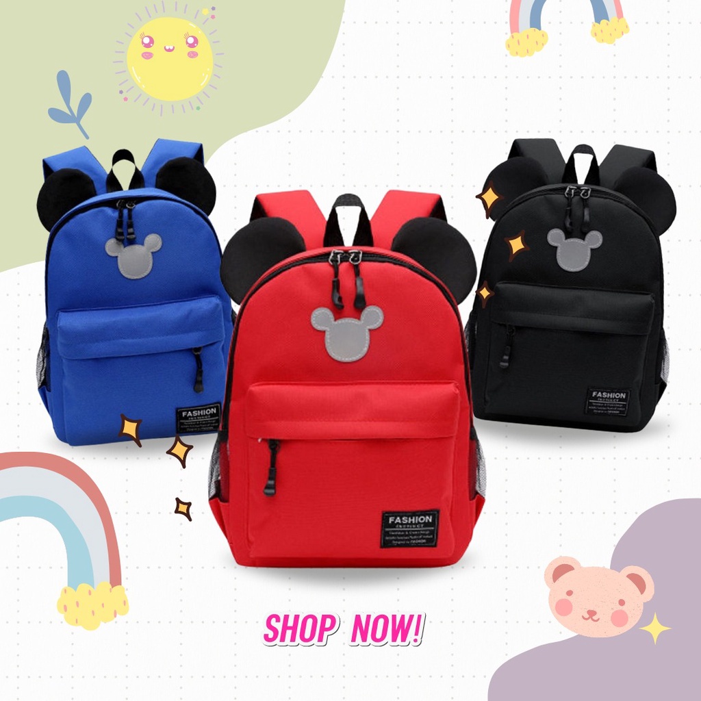 littlekiddoss Tas Ransel Anak Sekolah SD SMP SMA Tas Kanvas Miki Import BA2213