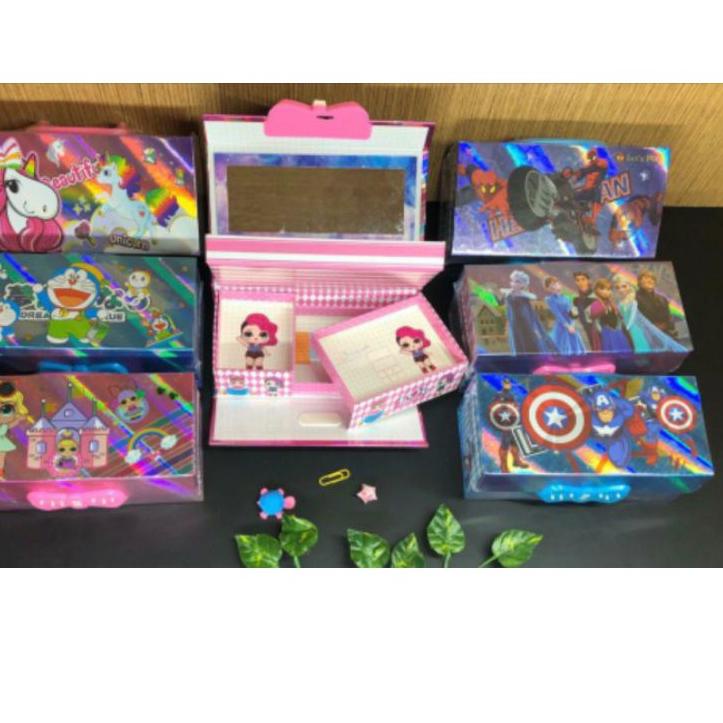 

[DISCOUNT TAE45] kotak pensil KODE 3 TINGKAT metalik 3dimensi/pencil case password/kotak pin Best Seller