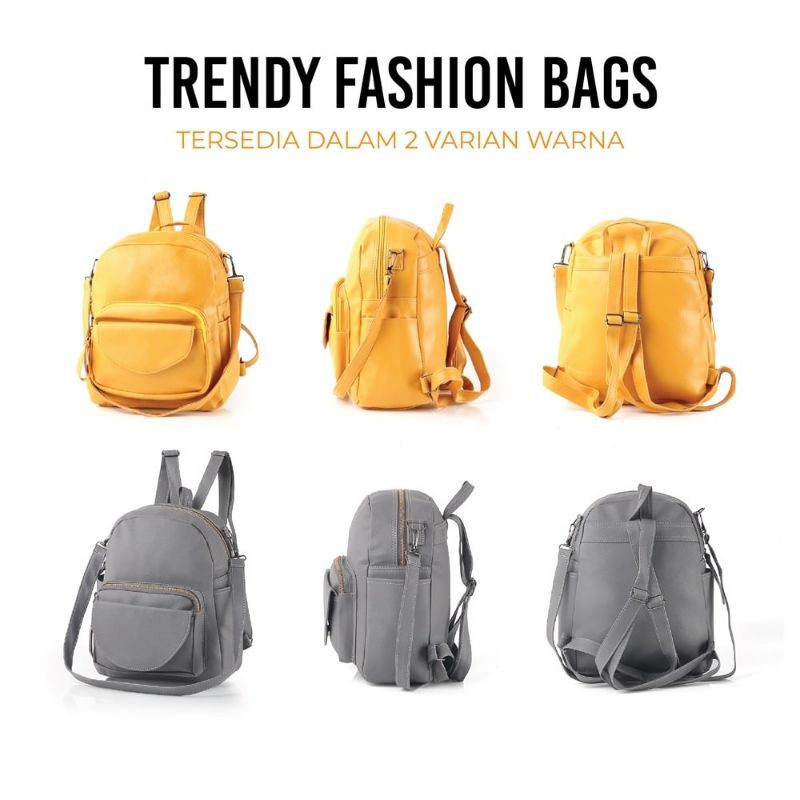 Tas punggung backpack wanita ransel casual sekolah kuliah bahan semi kulit premium garansi termurah