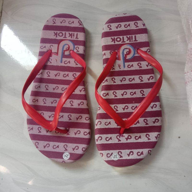 sandal jepit spon maron tiktok, sandal murah, sandal wanita